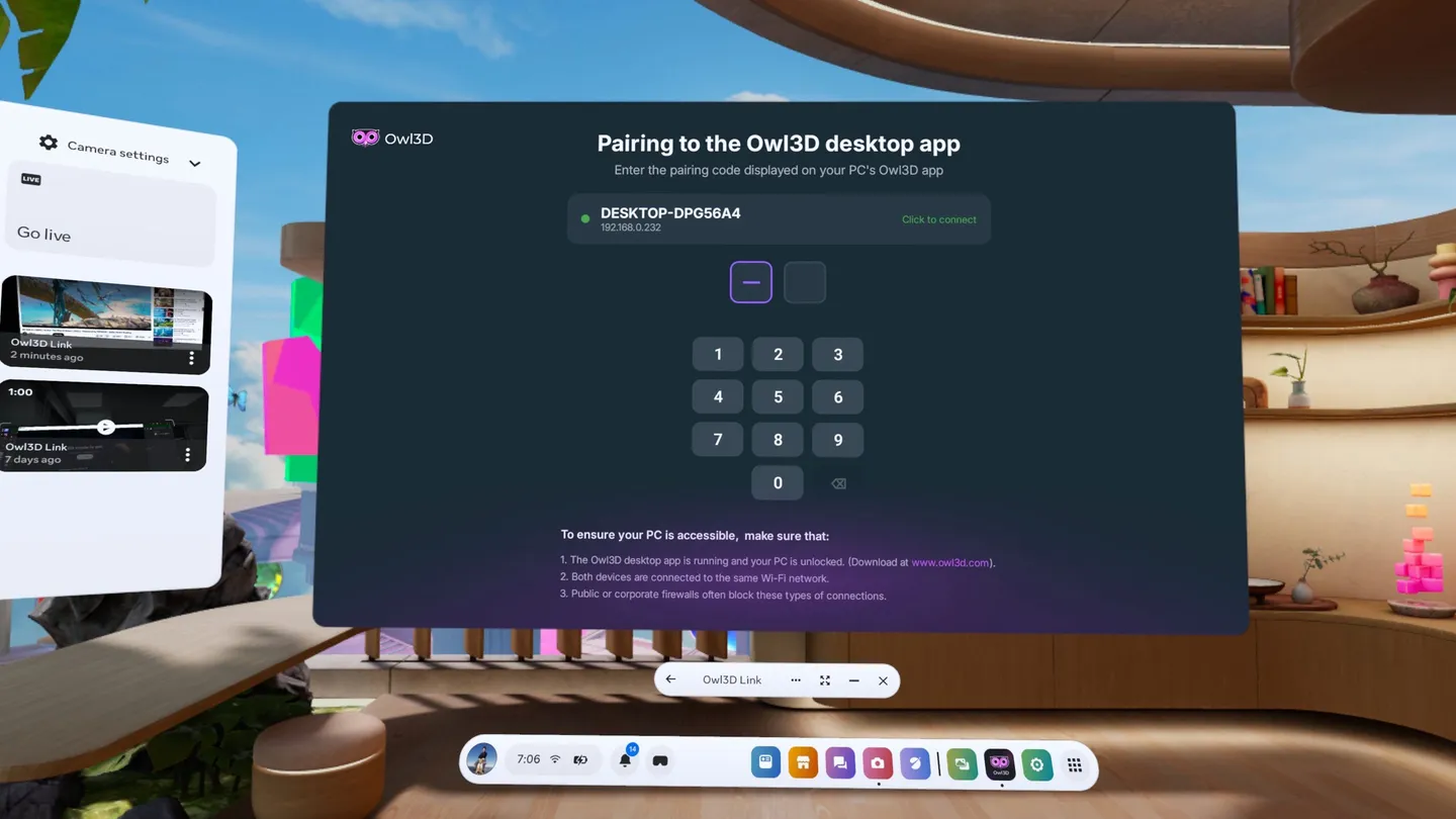 Meta Quest 工具《Owl3D 串流电脑》Owl3D Link