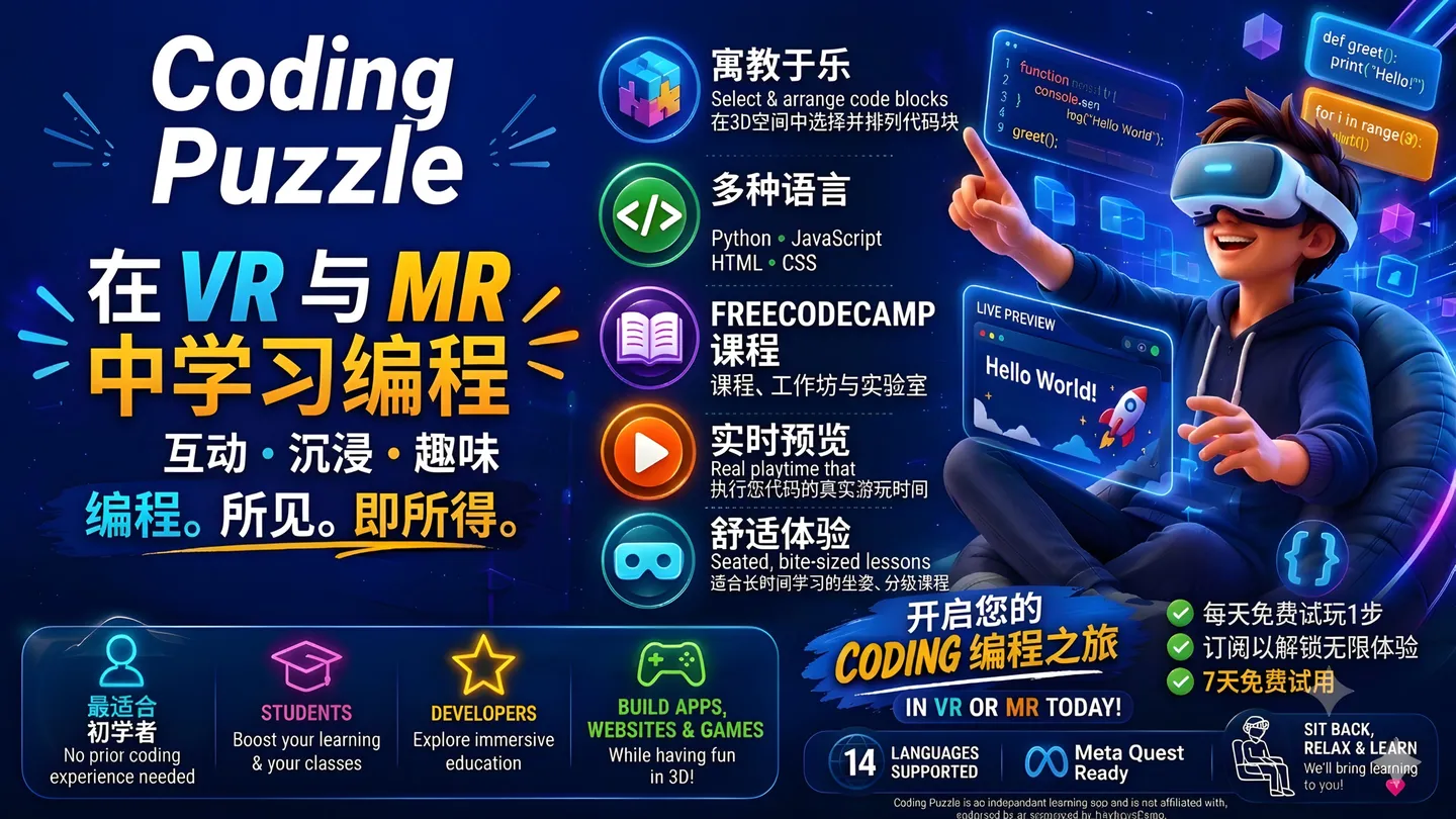Meta Quest 游戏《编程谜题》Coding Puzzle