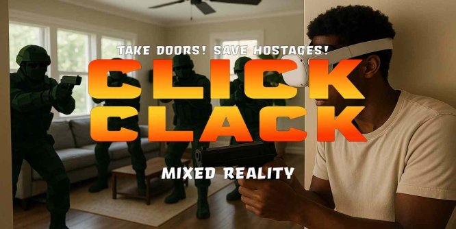 Meta Quest 游戏《咔哒咔哒 枪战》Click Clack Mixed Reality